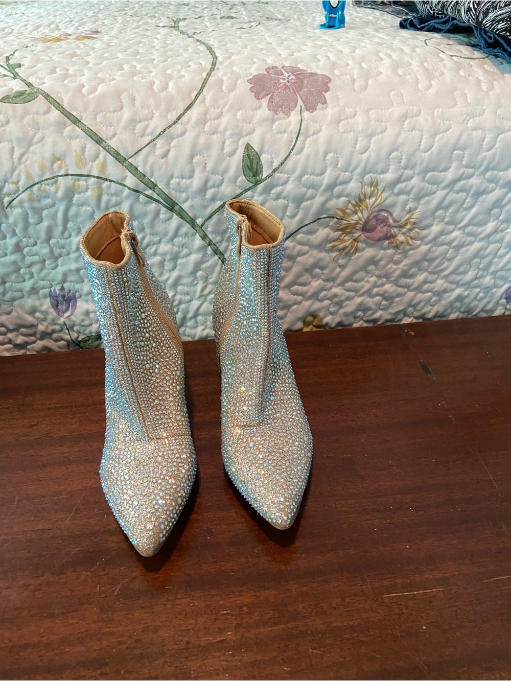 Crystal-Embellished Pointed Ankle Boots - Silver by Forever
